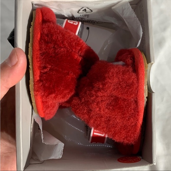 Ugg Australia Fluff Yeah Red White Sides New Infant 0/1 - Picture 4 of 6